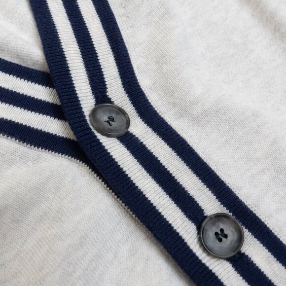 Horst Italian Cotton Cardigan Sweater Gray Navy Trim Mens Medium NEW - Picture 6 of 12